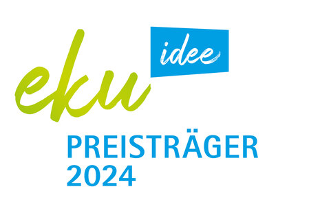 Preisträger eku idee 2024: Schriftzug in Grün und Lila